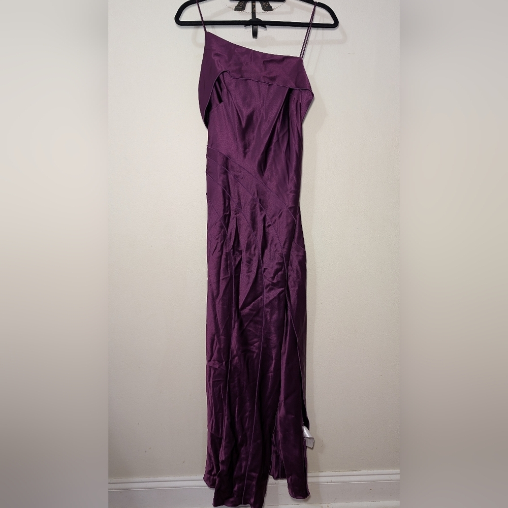 Acler Zeitland Maxi Slip Dress Plum Satin Asymmetric Prom Formal Women's Size 6